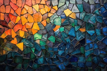 Colorful impasto painting creating textured mosaic effect with vivid colors