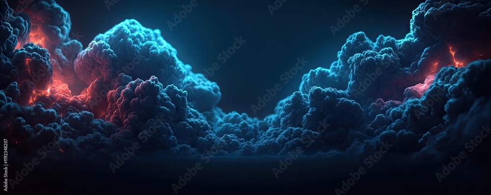 Poster cloudy abstract background idea. dynamic and dramatic clouds illuminated by vivid colors in an atmos
