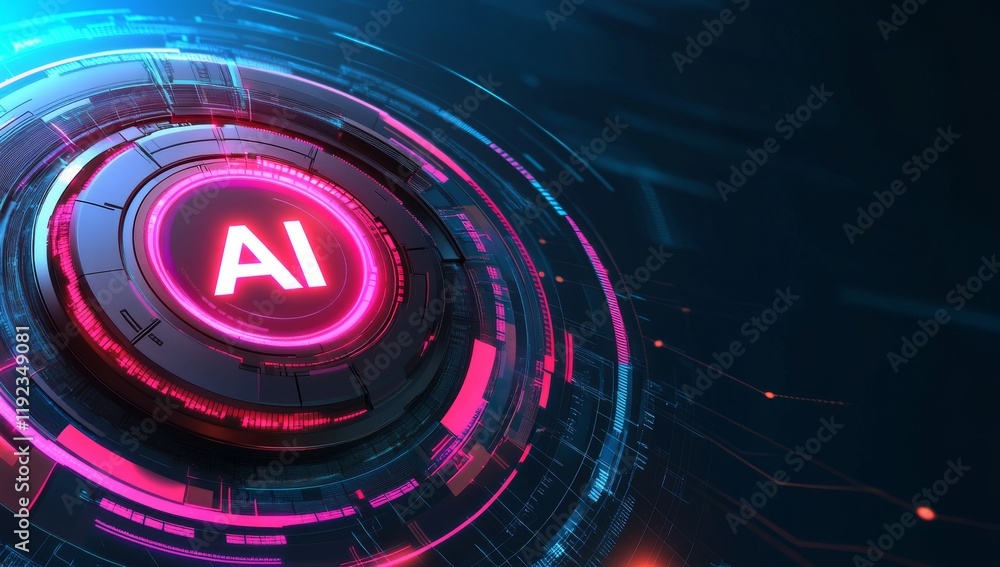 Poster futuristic digital illustration of 
