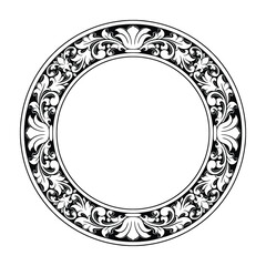 Ornament Engraved floral frame wedding invitation