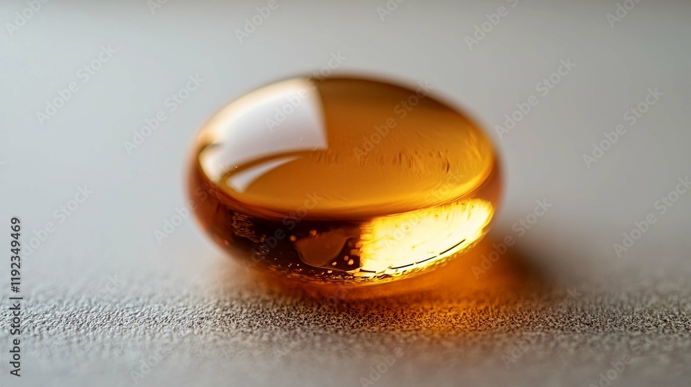 Poster close-up of a translucent amber sphere: a study in light and reflection