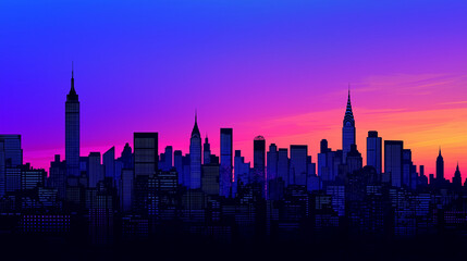 Fototapeta premium Silhouette of New York City at dusk