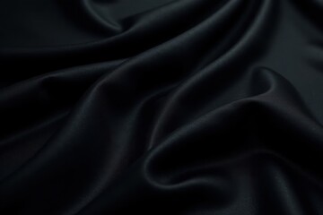 Obraz premium Glossy black fabric, subtle sheen, folds visible , wallpaper, backdrop