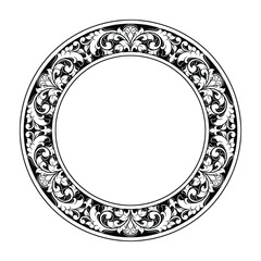 Ornament Engraved floral frame wedding invitation