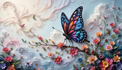 "Fantasy Butterfly in Mystical 3D Watercolor Quilling Art"