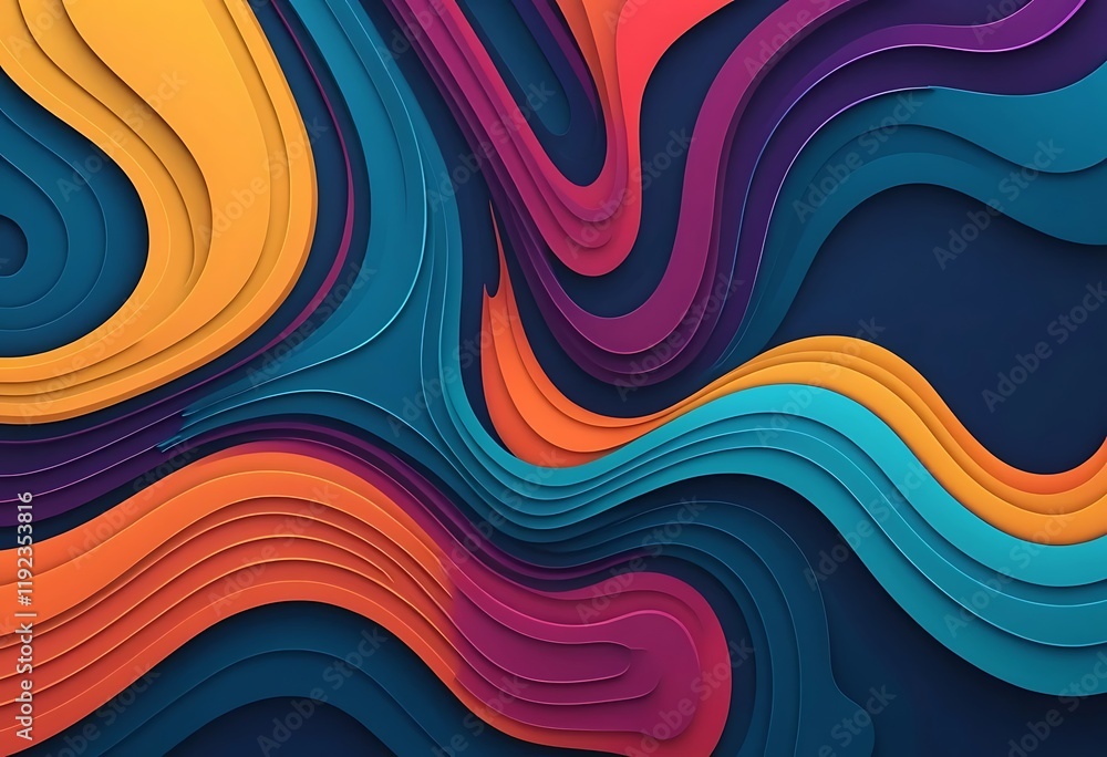 Aufkleber abstract colorful layered wave pattern design