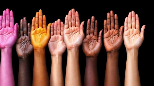 Diversity in sign language communication with multicolored hands in chaos