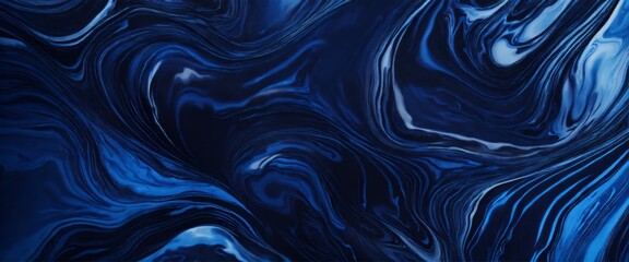 Obraz premium Dark blue swirling marble texture with fluid abstract patterns on a smooth background