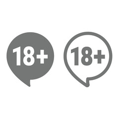 18 plus age restriction vector sign. Age limit, adults only vector icon.