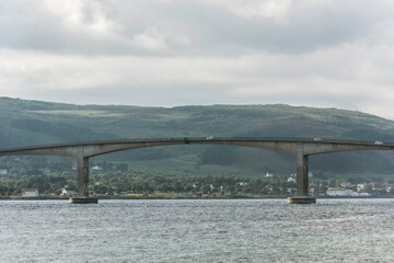 Section of Sortland Bridge Spanning the Sortlandssundet Strait in Nordland county, Norway