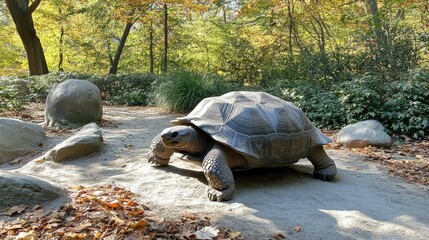 1. **Giant Tortoise on Curieuse Island in the Seychelles Forest**