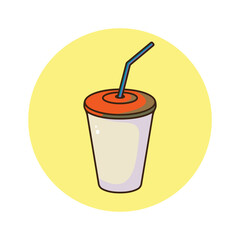 illustration of a plastic cup with a straw.eps