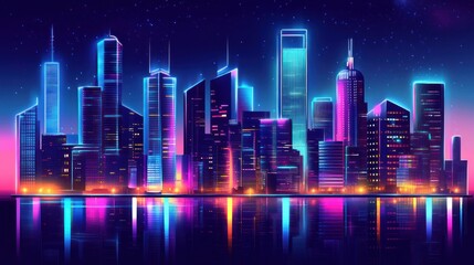Neon Cityscape: A Vibrant Nightscape of  Futuristic Metropolis