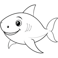 Fototapeta premium shark outline design for kids coloring book