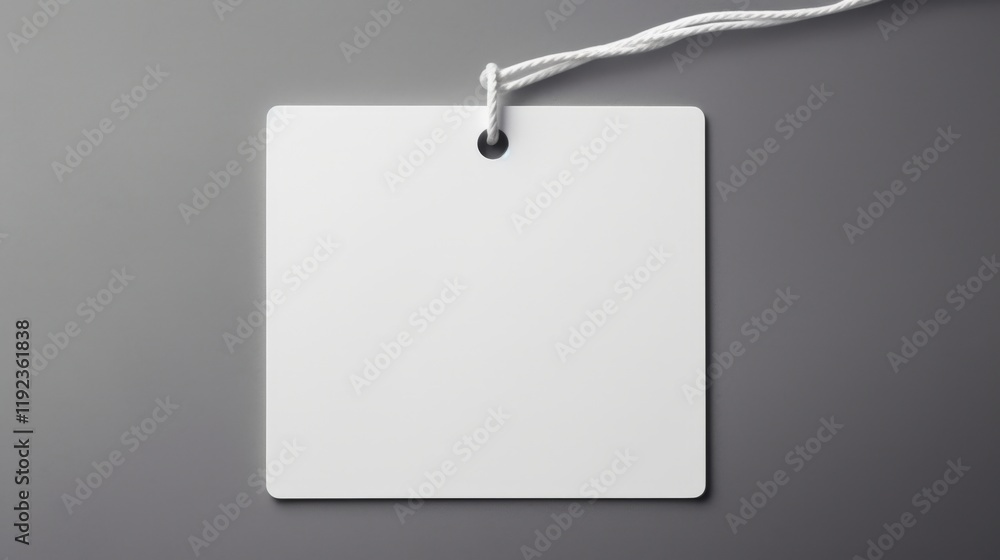 Poster blank tag on grey background for layout and design purposes, featuring empty space ideal for inserti