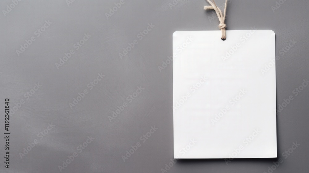 Poster blank label tag on grey background with empty space for text or design ideas and creative applicatio