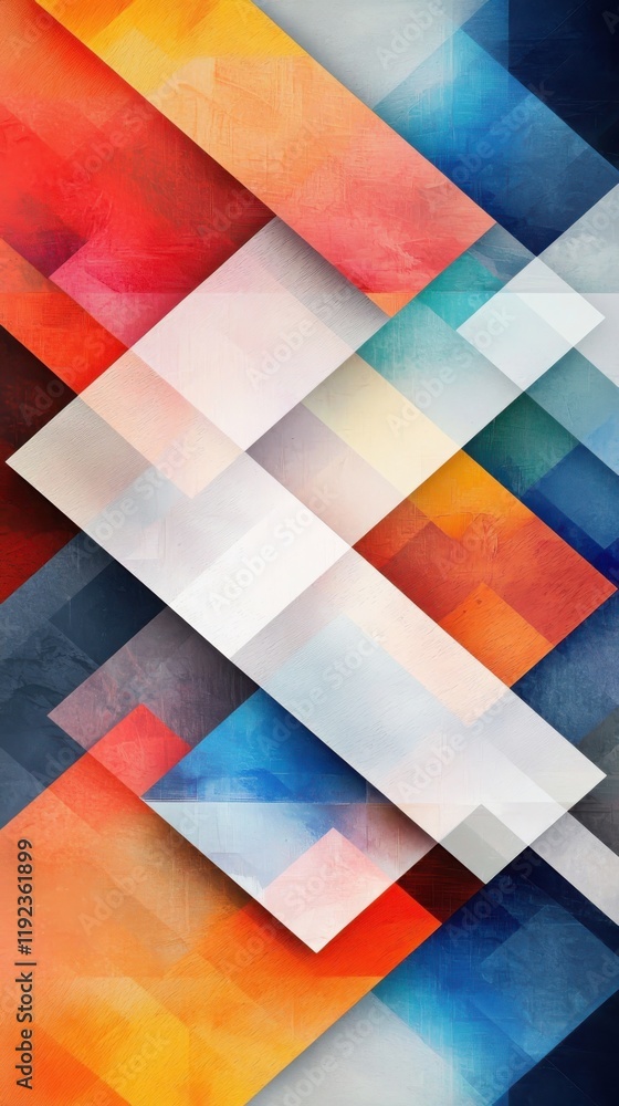Poster geometric shapes blending into vibrant colors creating abstract art digital artwork colorful composi