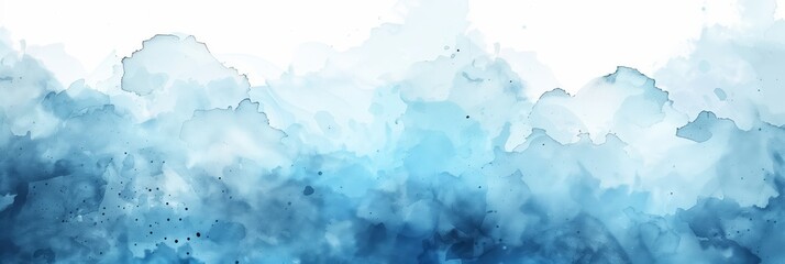 Fototapeta premium Abstract blue watercolor background with smoke, clouds and fog.