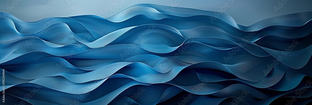 Poster blue background with waves of different shades, creating an abstract pattern.