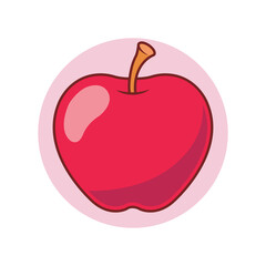 fresh and whole sweeet apple. Flat style apple fruit hand drawn isolated for design. Vector illustration