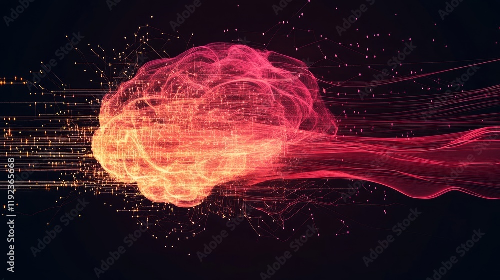 Poster a conceptual image of a digital brain with circuit lines, representing ai's role in enhancing cybers
