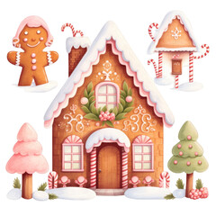 Charming Gingerbread House with Candy Accents and Festive Decorations