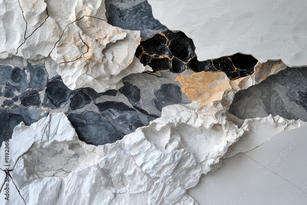 Poster artistic exploration of layered textures using mixed materials in interior design contemporary space