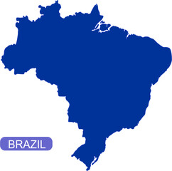 Obraz premium Maps of Brazil outline in solid color