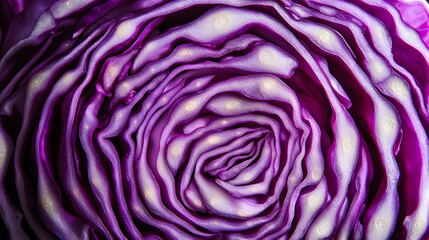 Obraz premium A vibrant purple cabbage reveals its intricate layers and texture