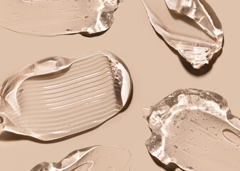 texture gel serum on beige background