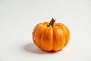Obraz premium Single, small pumpkin, slight stem visible, stark white backdrop , design, stem, fall