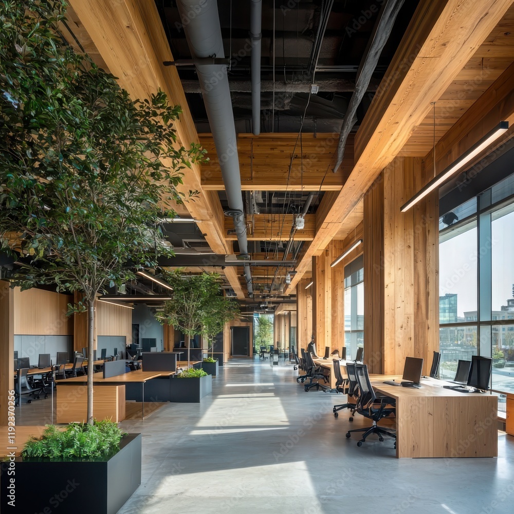 Poster collaborative office space design urban environment interior architecture inspiring workspaces brigh