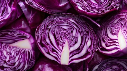 Sliced red cabbage showing vibrant purple layers