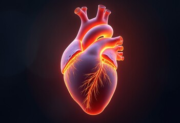 Glowing Human Heart Intricate Anatomy in Digital Art