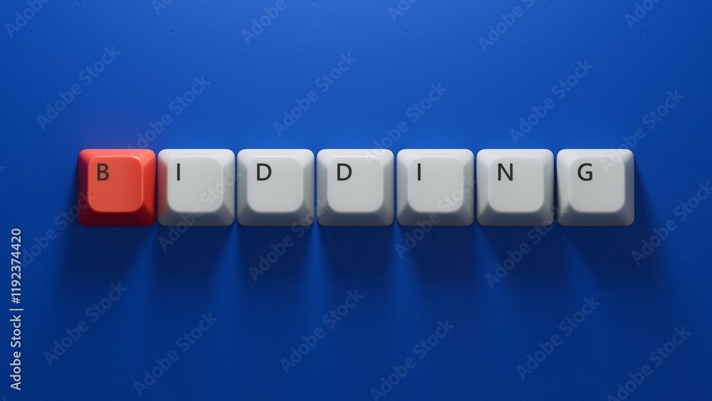 Poster the word bidding written on computer keyboard keyss. business and finance concept.close up of comput