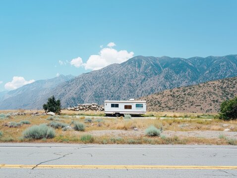 Road trippers exploring quirky roadside attractions in scenic mountain landscapes travel photography vibrant nature adventure perspective