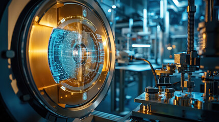 Fototapeta premium Immersive holographic technology in futuristic lab setting