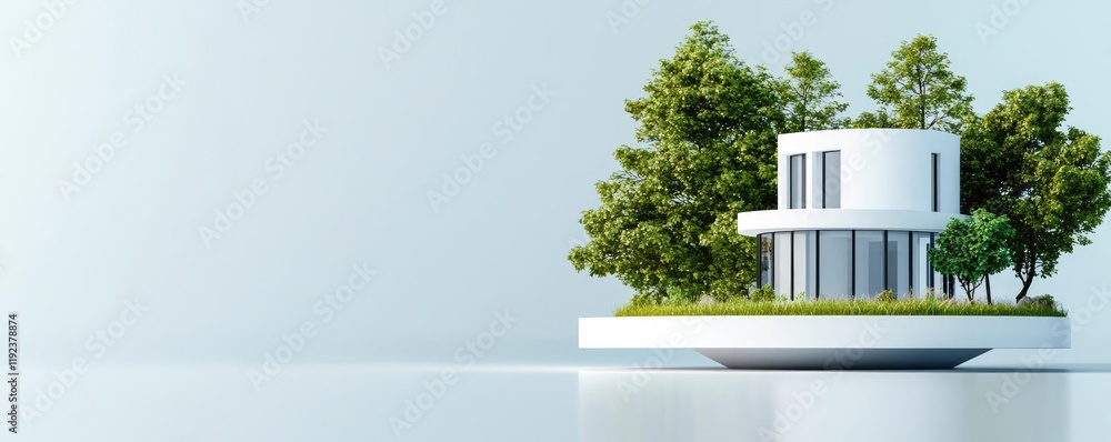Aufkleber architect blueprint concept. modern architectural design with greenery in a minimalist setting.