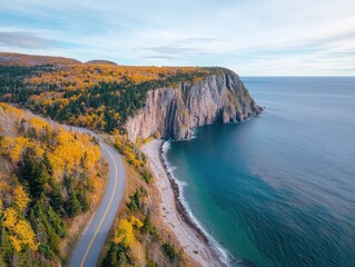 Scenic coastal road trip through vibrant autumn foliage breathtaking capes aerial view nature experience