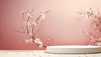 Chinese scene with podium fans and flowers 