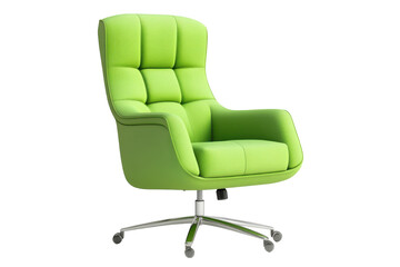 Fototapeta premium A vibrant green ergonomic chair enhances the workspace with a modern twist at midday