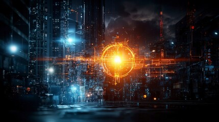 Energy optimization strategies for urban infrastructure futuristic city digital art nighttime aesthetic innovation