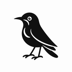 Obraz premium very simple flat and minimalist Nightingale in black on a white background