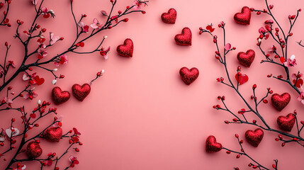 Bright red hearts and flowers set a romantic mood for Valentine's Day