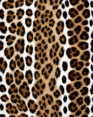 Fototapeta premium Leopard tiger skin seamless pattern texture print on white background