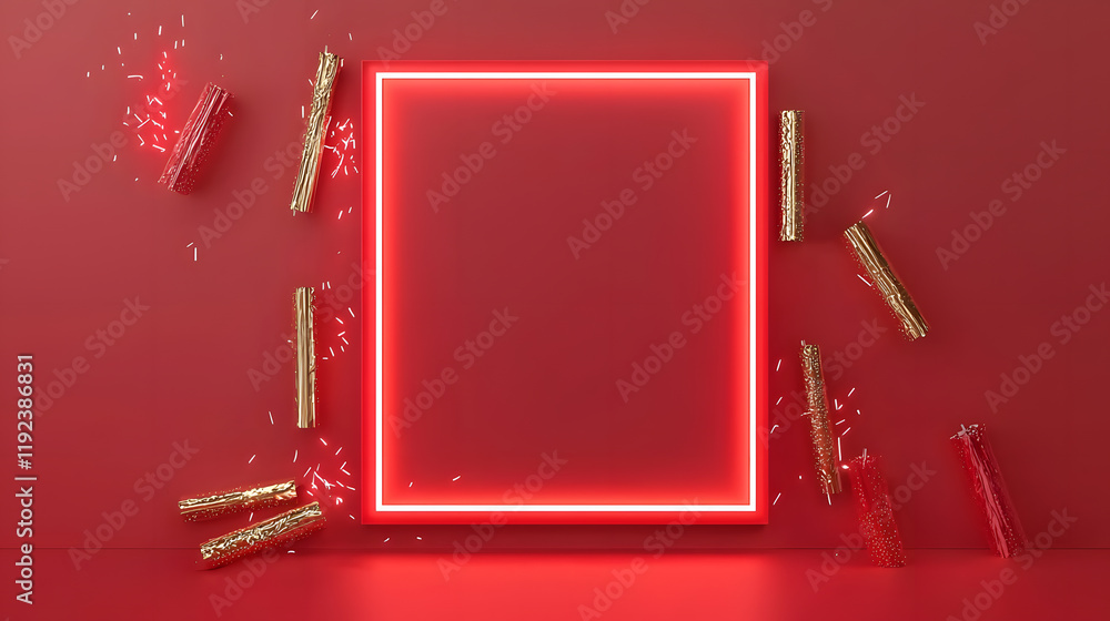 Aufkleber dynamic neon frame creation studio setting graphic design vibrant red environment close-up viewpoint