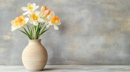 Arranging Minimalist Clay Vase Home Decor Art Display Serene Environment Close-Up Elegant Design