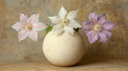 Arranging Tranquility Minimalist Clay Vase Home Decor Floral Aesthetics Soft Lighting Calm Concept