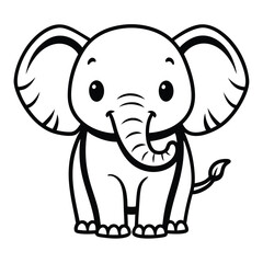 Naklejka premium vector cute elephant for kids coloring pages 