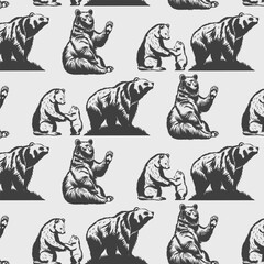 bear silhouettes vector icon seamless pattern background